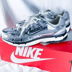 Nearly New Size 13 Metallic Silver, White and Black Nike P-6000